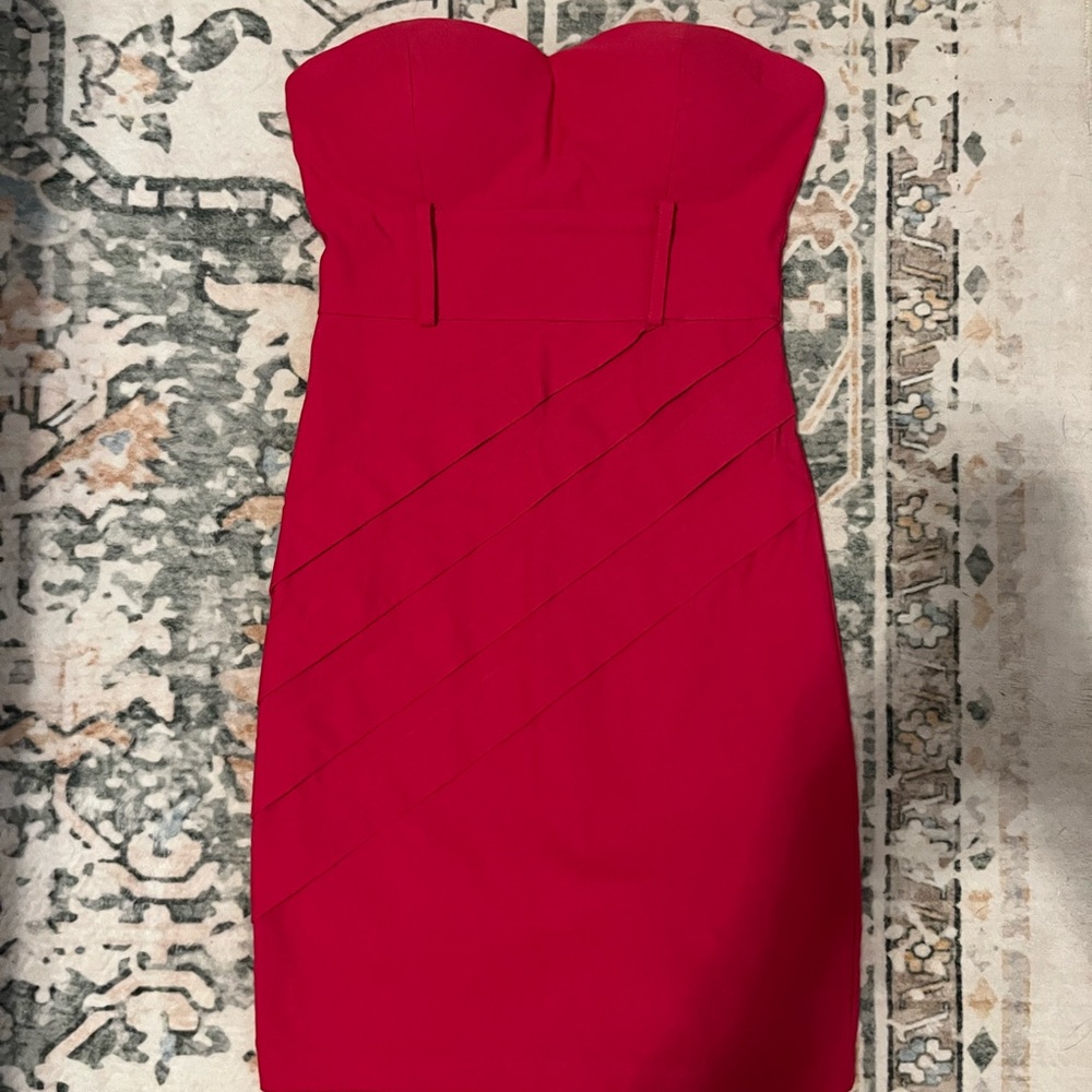 Hot Pink Body Con Strapless Dress